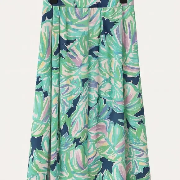 Lilly Pulitzer Green and Pink Leaf A-Line Skirt - Picture 4 of 5